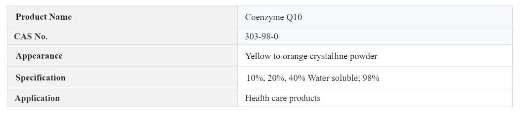 Wholesale Bulk Ubiquinol 303-98-0 Raw Material 98% Coq10 Co Enzyme Coenzyme Q10 Powder